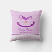 Cheval de roche art violet nom bébé coussin de nai (Verso)