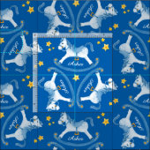 Cheval de roche bleu foncé nom garçon tissu de pép (Carreau)