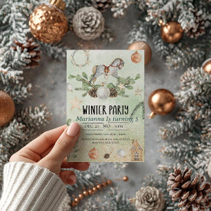 Cheval de roche Noël Anniversaire Fête Invitation