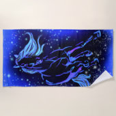 Cheval De Serviette De Plage Bleu Courant À La Nui (Devant)