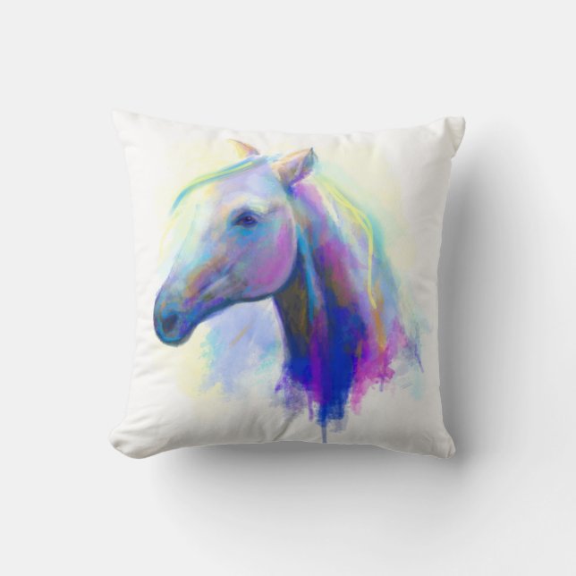 Cheval de tête Abstrait multicolore coussin (Recto)