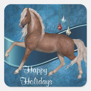 Cheval De Vacances Sur Sticker Bleu