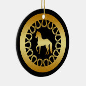 CHEVAL D'OR ET ORNEMENT DE FERS À CHEVAL (Droite)