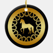 CHEVAL D'OR ET ORNEMENT DE FERS À CHEVAL (Dos)
