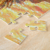 Cheval d'or sur le puzzle à motifs floraux (Côté)