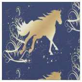 Cheval d'or sur tissu de vacances bleu (Fermer)