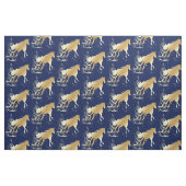 Cheval d'or sur tissu de vacances bleu (Fat Quarter)