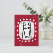 Cheval Drôle Sur Carte Postale Rouge (Debout devant)