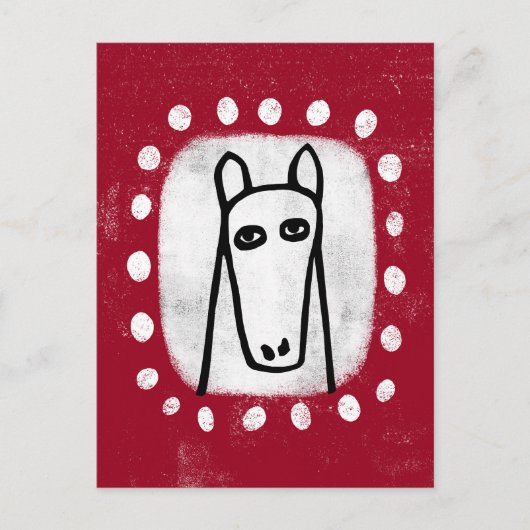 Cheval Drôle Sur Carte Postale Rouge (Devant)