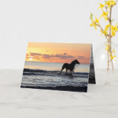 Cheval du lever du soleil dans la carte de voeux d (Fleur jaune)