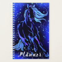 Cheval Du Planificateur Bleu Courant À La Nuit éto