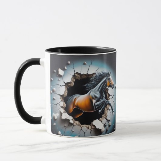"Cheval Dynamique Traversant Le Mur - Mug 3D (Gauche)