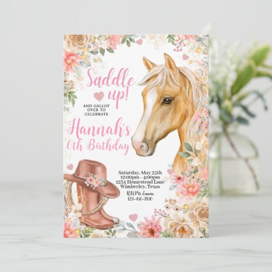 Cheval ÉDITABLE Invitation d'anniversaire, Invitat (Debout devant)
