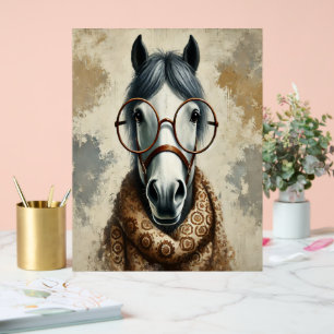 Cheval élégant avec lunettes - Art Vintage amusant