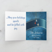 Cheval en bleu avec ruban Joyeux Noël Carte 2 (Intérieur)