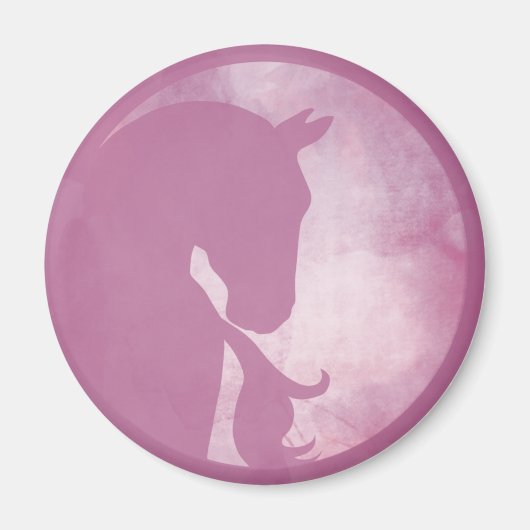 Cheval en cercle - Aimant rose (Devant)