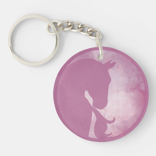 Cheval en Cercle - Porte-clés Rose (Devant)