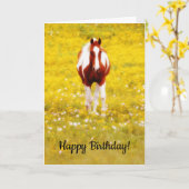 Cheval en Fleur sauvage Carte d'anniversaire (Fleur jaune)