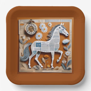 Cheval en papier Assiette en papier