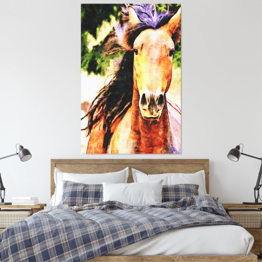 *~* Cheval Equine AR22 Mane noir toile d'art Impri (Insitu(Chambre))