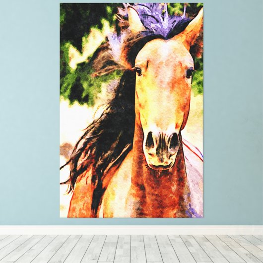 *~* Cheval Equine AR22 Mane noir toile d'art Impri (Insitu (Plancher de Bois))