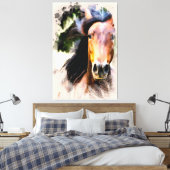 *~* Cheval Equine AR22 Mane noir toile murale Impr (Insitu(Chambre))