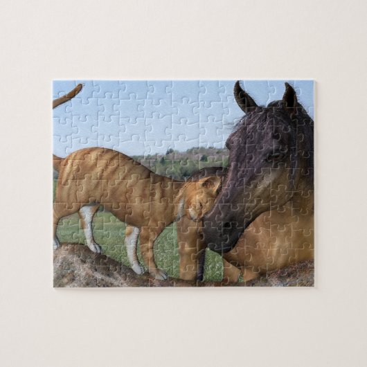 Cheval et Cat Puzzle - Aimez votre Neigh-Purr (Horizontal)