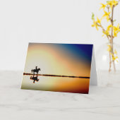 Cheval et cavalier sur la plage Carte de voeux Sil (Fleur jaune)