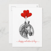 Cheval et Coeurs vintages Carte postale Saint Vale (Devant / Derrière)