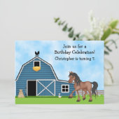 Cheval et ferme Invitation d'anniversaire pour gar (Debout devant)