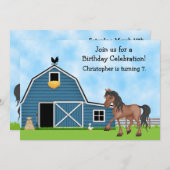 Cheval et ferme Invitation d'anniversaire pour gar (Devant / Derrière)