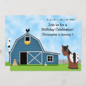 Cheval et ferme Invitation d'anniversaire pour gar (Devant / Derrière)