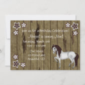 Cheval et Fleurs Invitation Anniversaire ~ Filles (Devant)