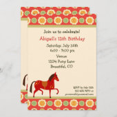Cheval et Fleurs Invitation d'anniversaire pour le (Devant / Derrière)