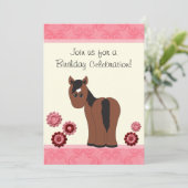 Cheval et Fleurs Invitation d'anniversaire pour le (Debout devant)