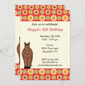 Cheval et Fleurs Invitation d'anniversaire pour le (Devant / Derrière)