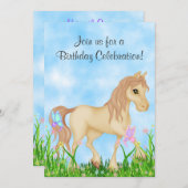 Cheval et Papillons Invitation Anniversaire (Devant / Derrière)