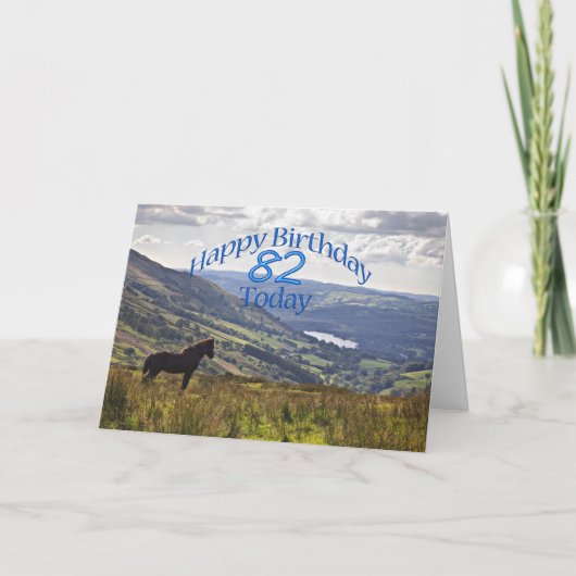 Cheval et paysage Carte 82e anniversaire (Devant)