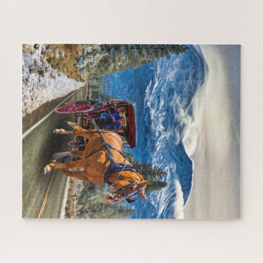 CHEVAL ET TRANSPORT AVEC MONT SHASTA JIGSAW PUZZLE (Horizontal)