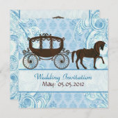 Cheval et transport bleu et Brown - Faire-part de (Devant / Derrière)