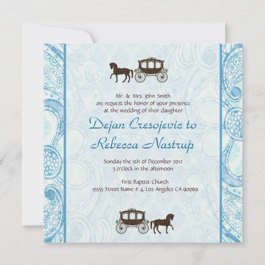 Cheval et transport bleu et Brown - Faire-part de (Dos)