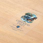 Cheval et transport bleu Noël Invitation de fête (Poser)