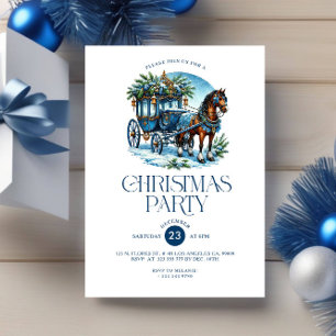 Cheval et transport bleu Noël Invitation de fête