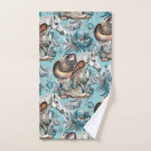 Cheval fille cowgirl motif floral turquoise (Serviette à main)