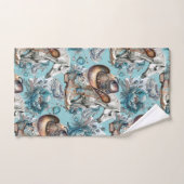 Cheval fille cowgirl motif floral turquoise (Serviette à main)