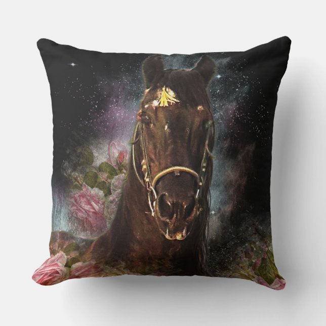 Cheval friésien de beauté noire - Coussin (Recto)