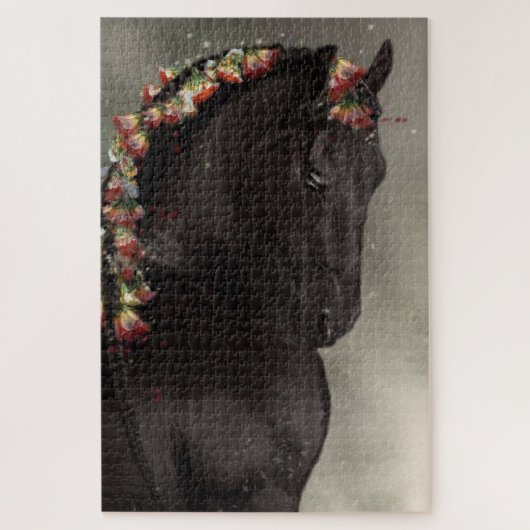 Cheval Frison Black Beauty - Puzzle (Vertical)