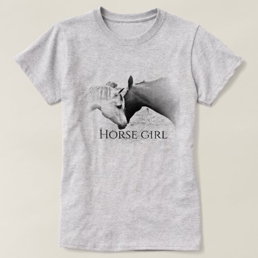 Cheval Girl - Personnaliser - T-shirt noir et blan (Design devant)