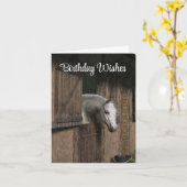 Cheval gris à la carte de voeux Stable Door (Fleur jaune)