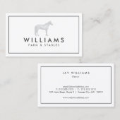 Cheval gris - Agriculture, Fermier Carte de visite (Devant / Derrière)